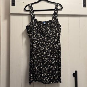 Old Navy Black Sun Dress White Floral Print XL NWT NEW Flowers